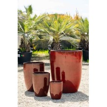Pots en grès émaillé rouge