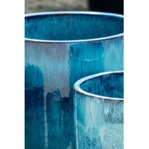 Pots en grès émaillé bleu-blanc