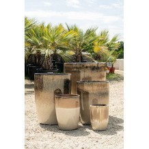 Pots en grès émaillé noir crème