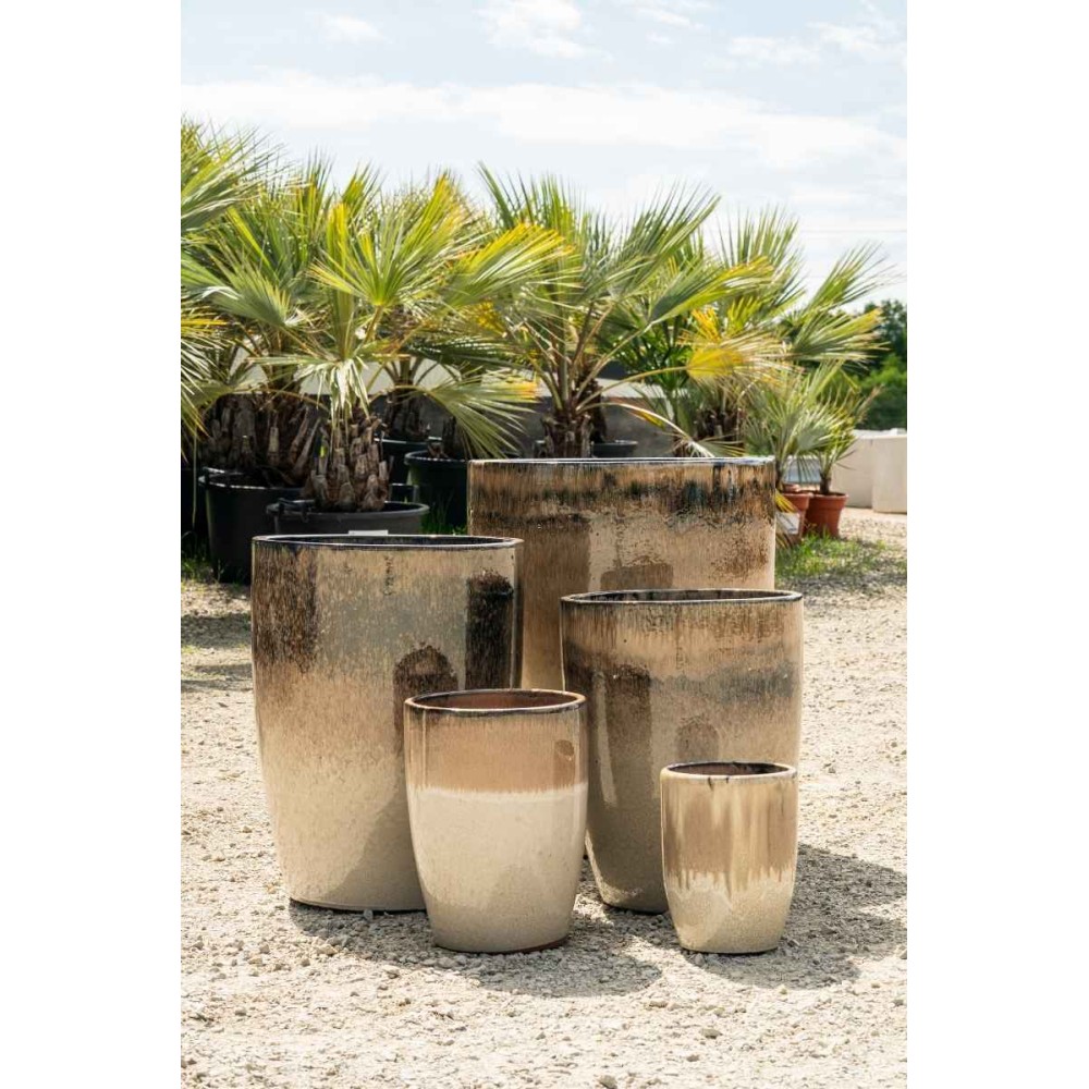 Pots en grès émaillé noir crème