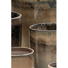 Pots en grès émaillé noir crème