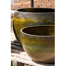 Pots en grès émaillé vert crème