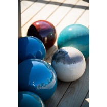 Sphère en grès émaillé cyan