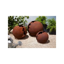 Sphère craquelée en métal oxydée - Palmiers du Monde