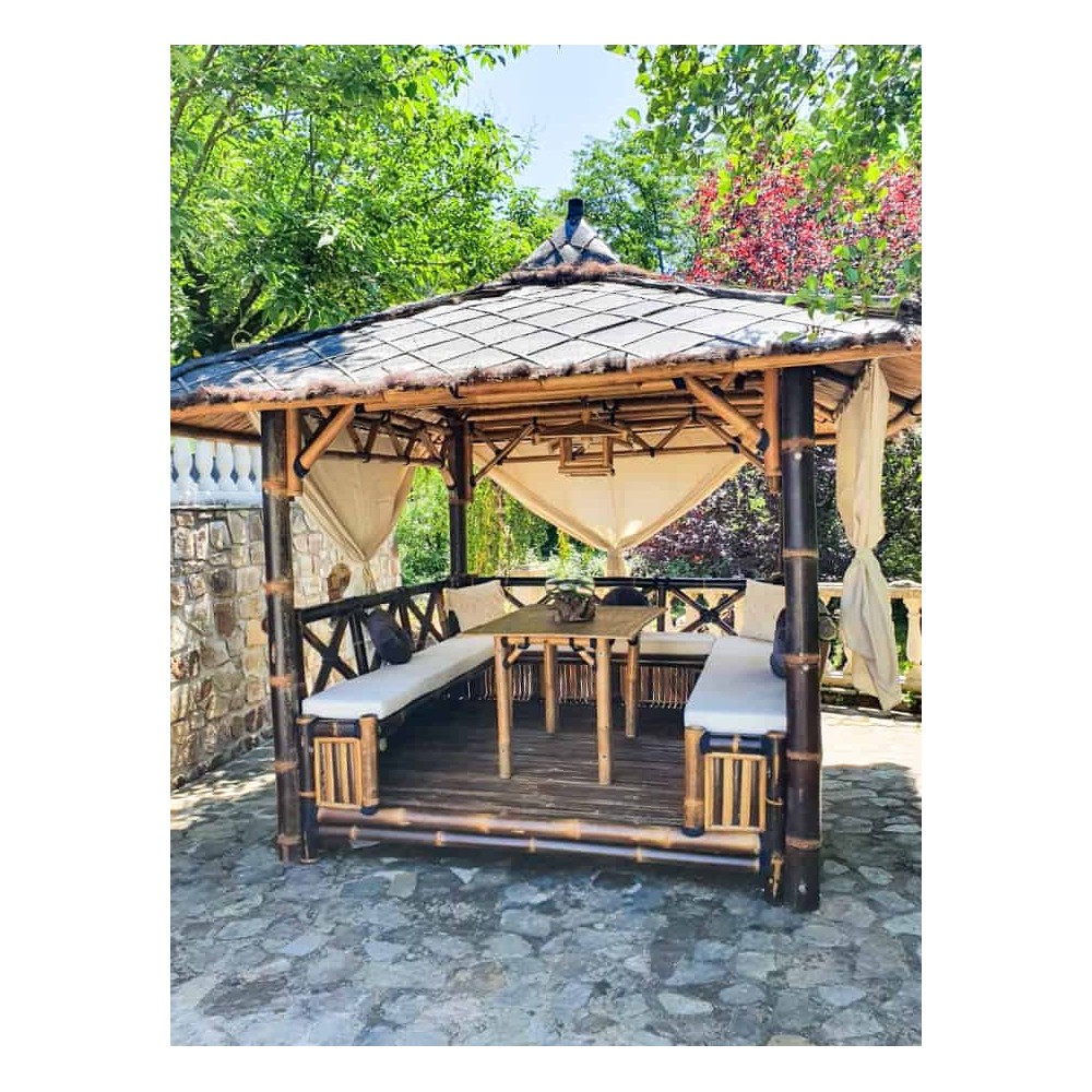 Gazébo en bambou - LOTUS - Bicolore